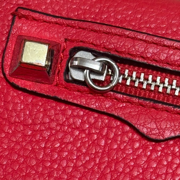 REBECCA MINKOFF Pebbled Leather Card Holder Red - Picture 10 of 11